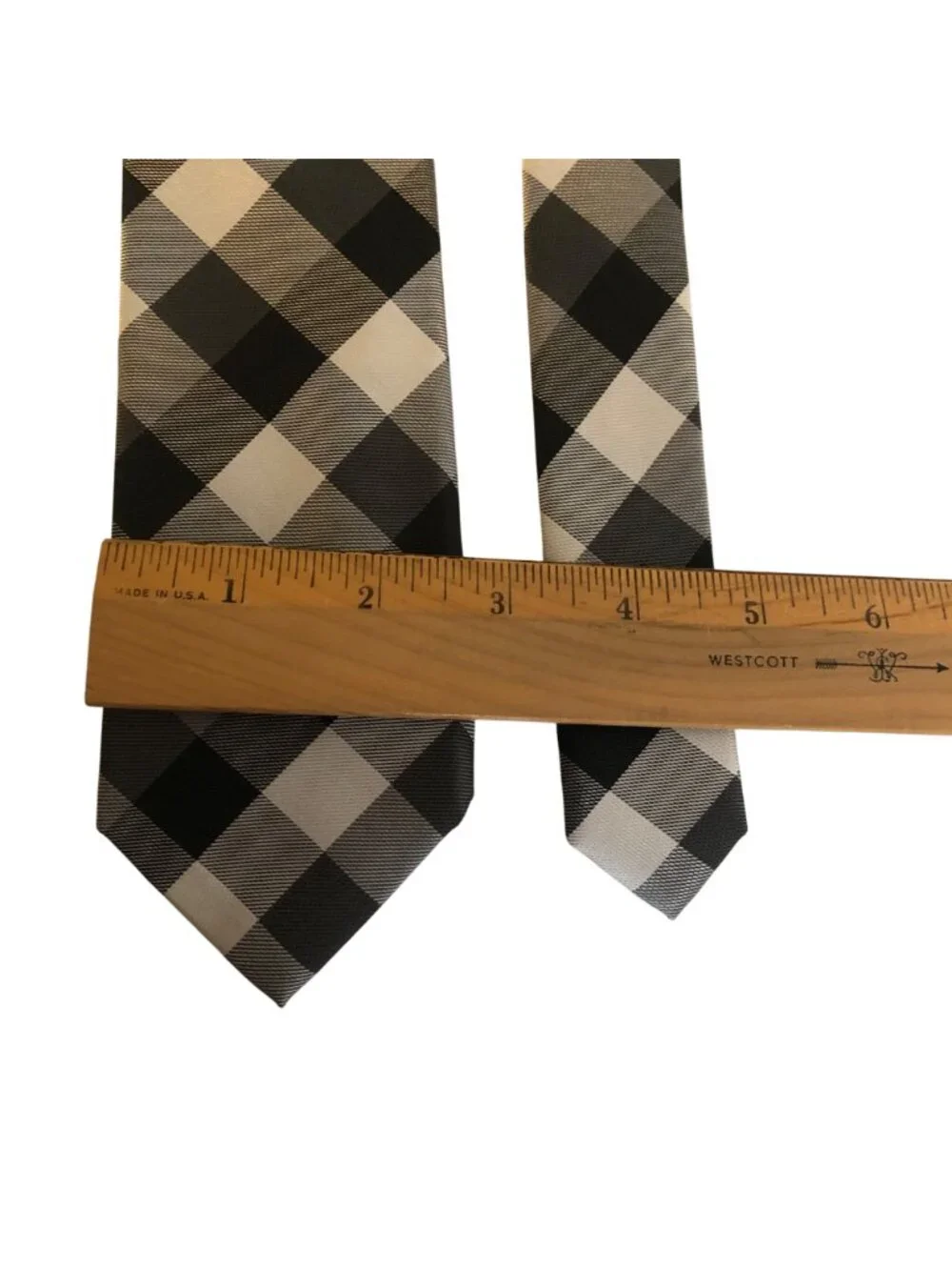 Apt 9 Tie Black White Gray Checkered Mens Slim Necktie Office Work Dad Gift